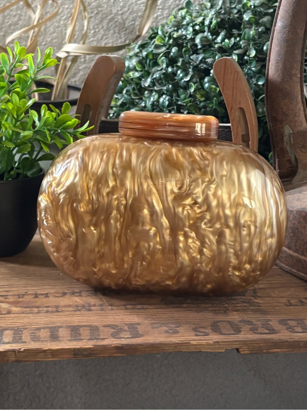 Gold Marble Acrylic Clutch Wristlet